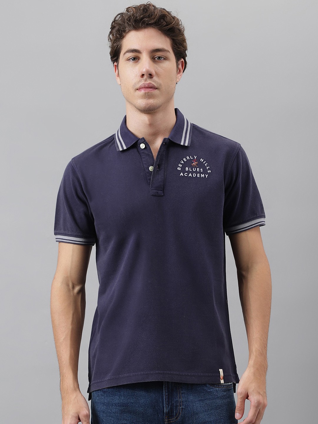 

Beverly Hills Polo Club Polo Collar Pure Cotton T-shirt, Blue