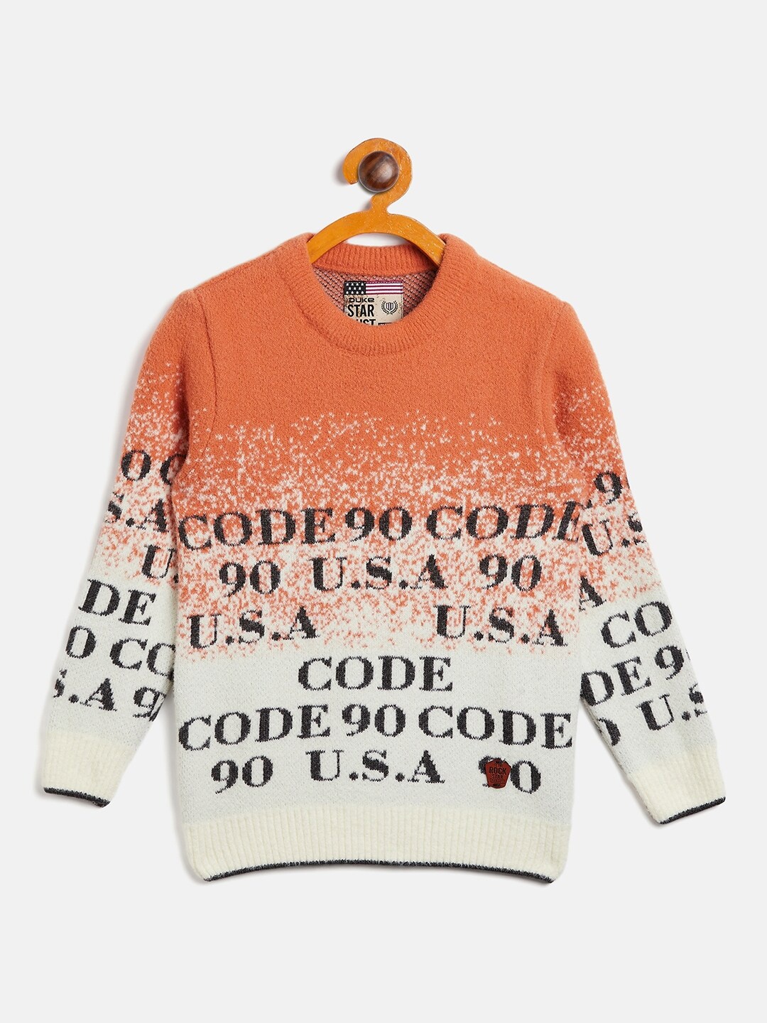 

Duke Boys Typography Printed Acrylic Pullover Sweater, Orange