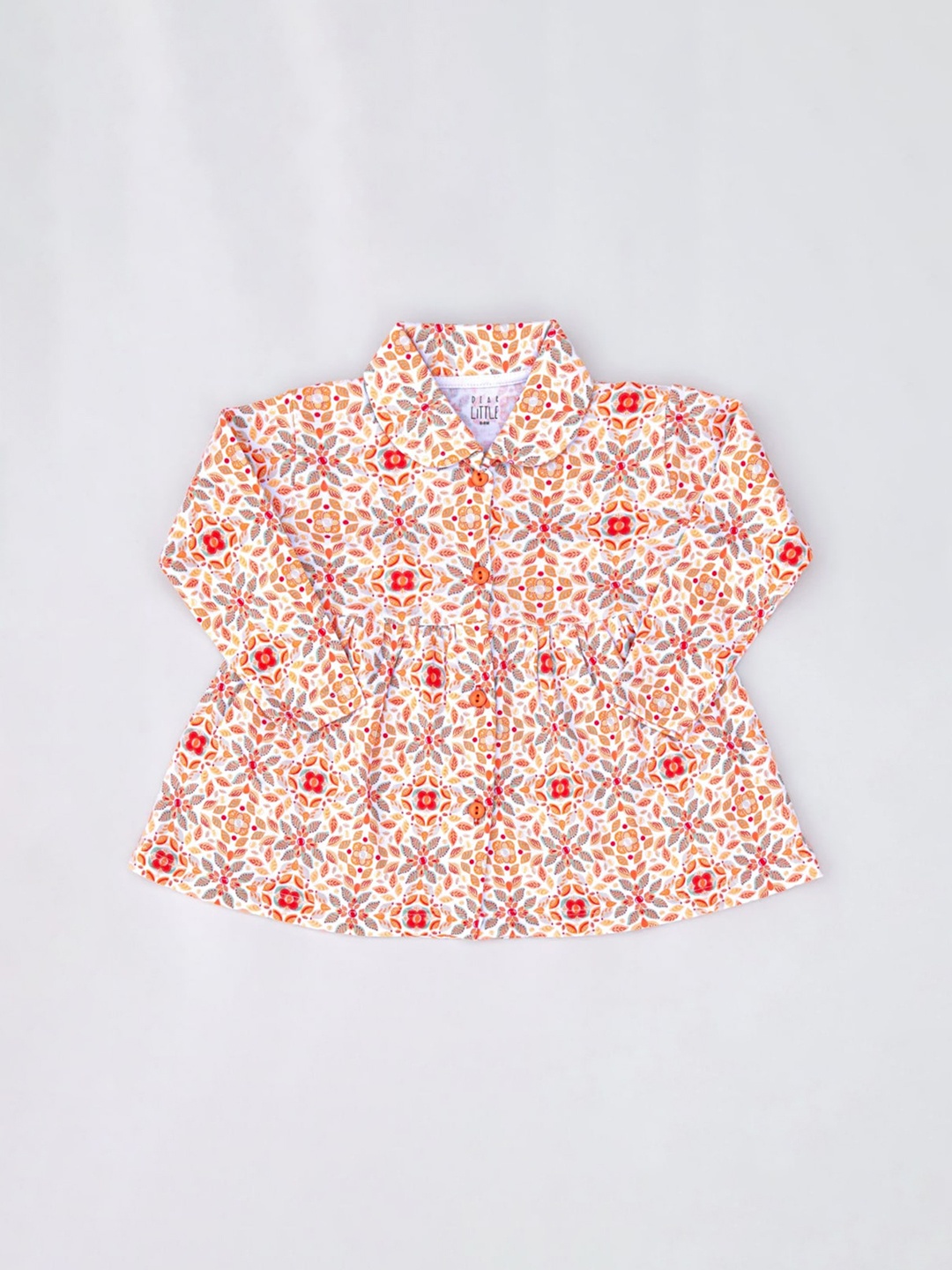 

Dear Little Infant Girls Floral Printed Pure Cotton Shirt Dress, White