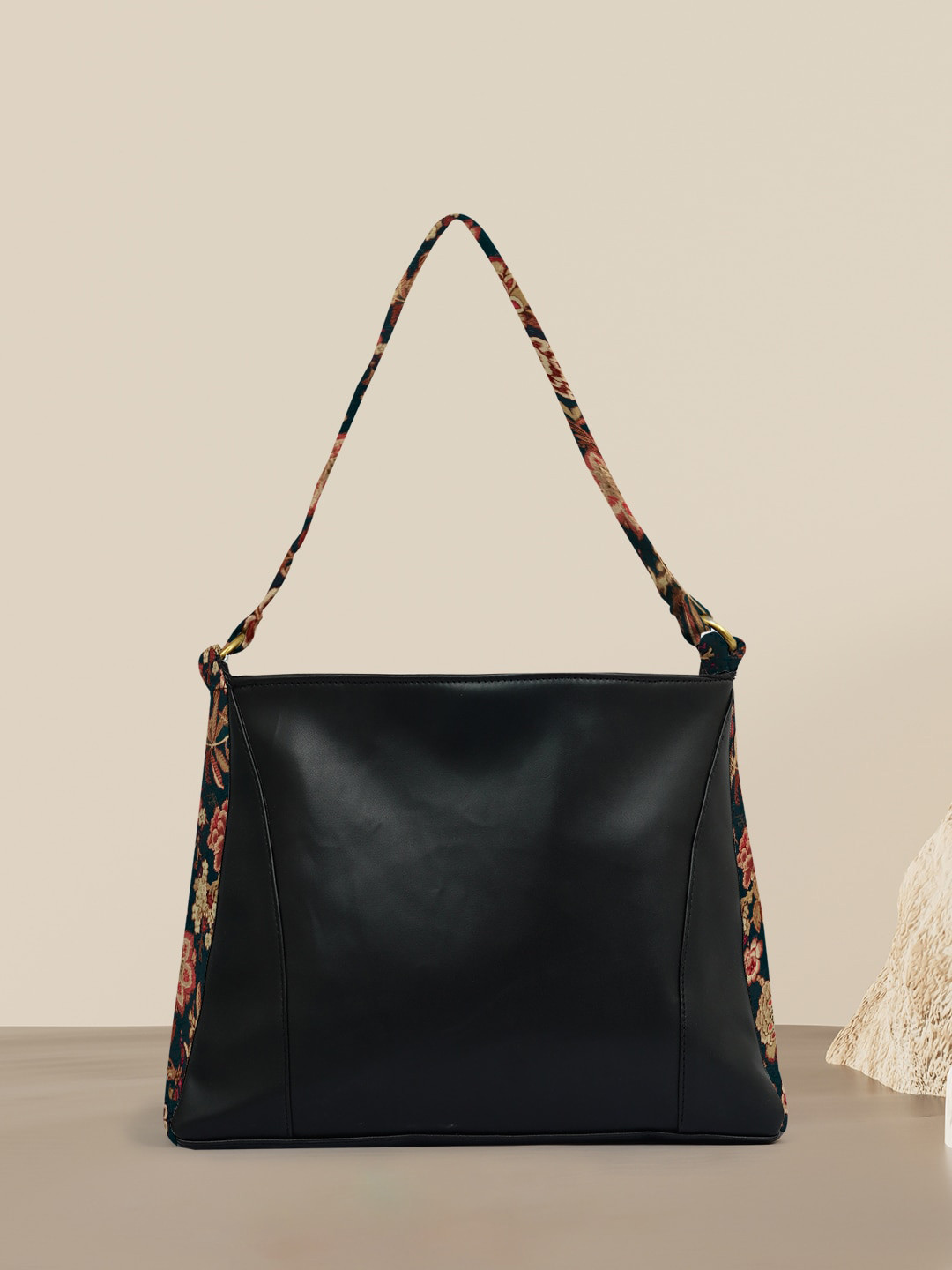 

Crazy Corner Floral Printed Structured Shoulder Bag, Black