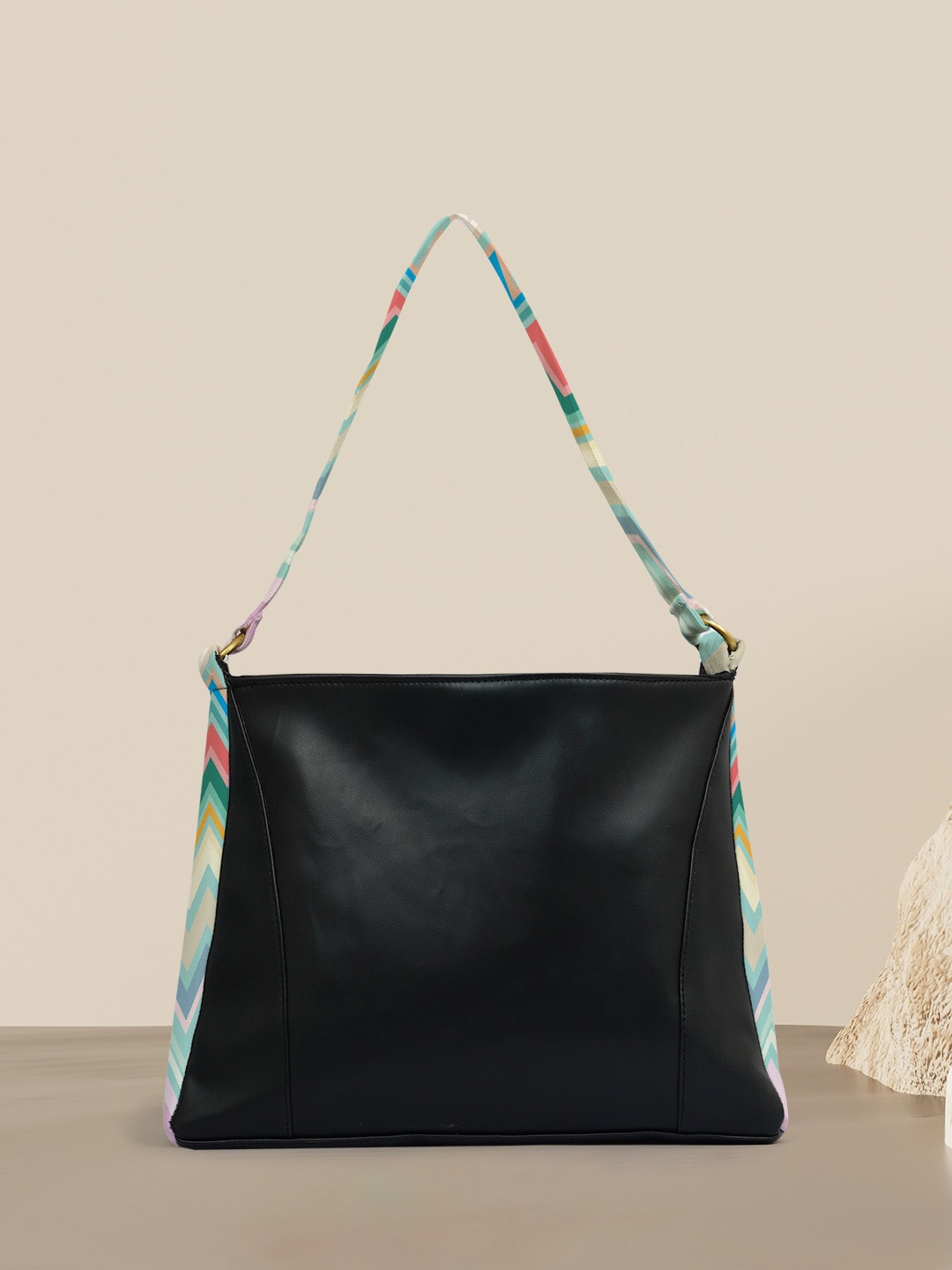 

Crazy Corner Geometric Printed Structured Tote Bag, Black