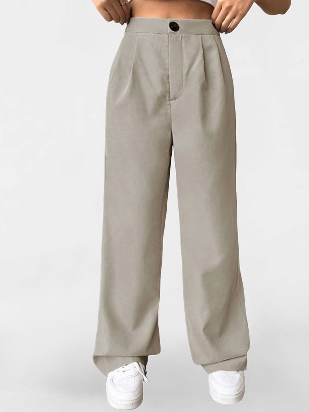 

Selvia Women Easy Wash Pleated Parallel Trousers, Beige