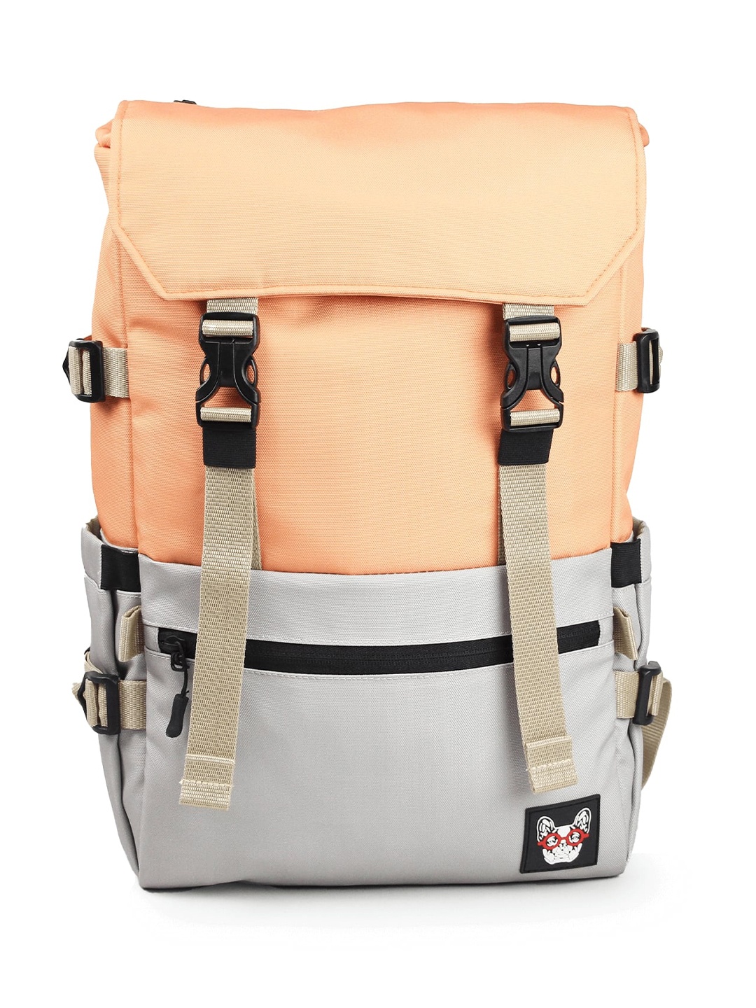 

MADBRAG Unisex Colourblocked Backpack with Compression Straps, Peach