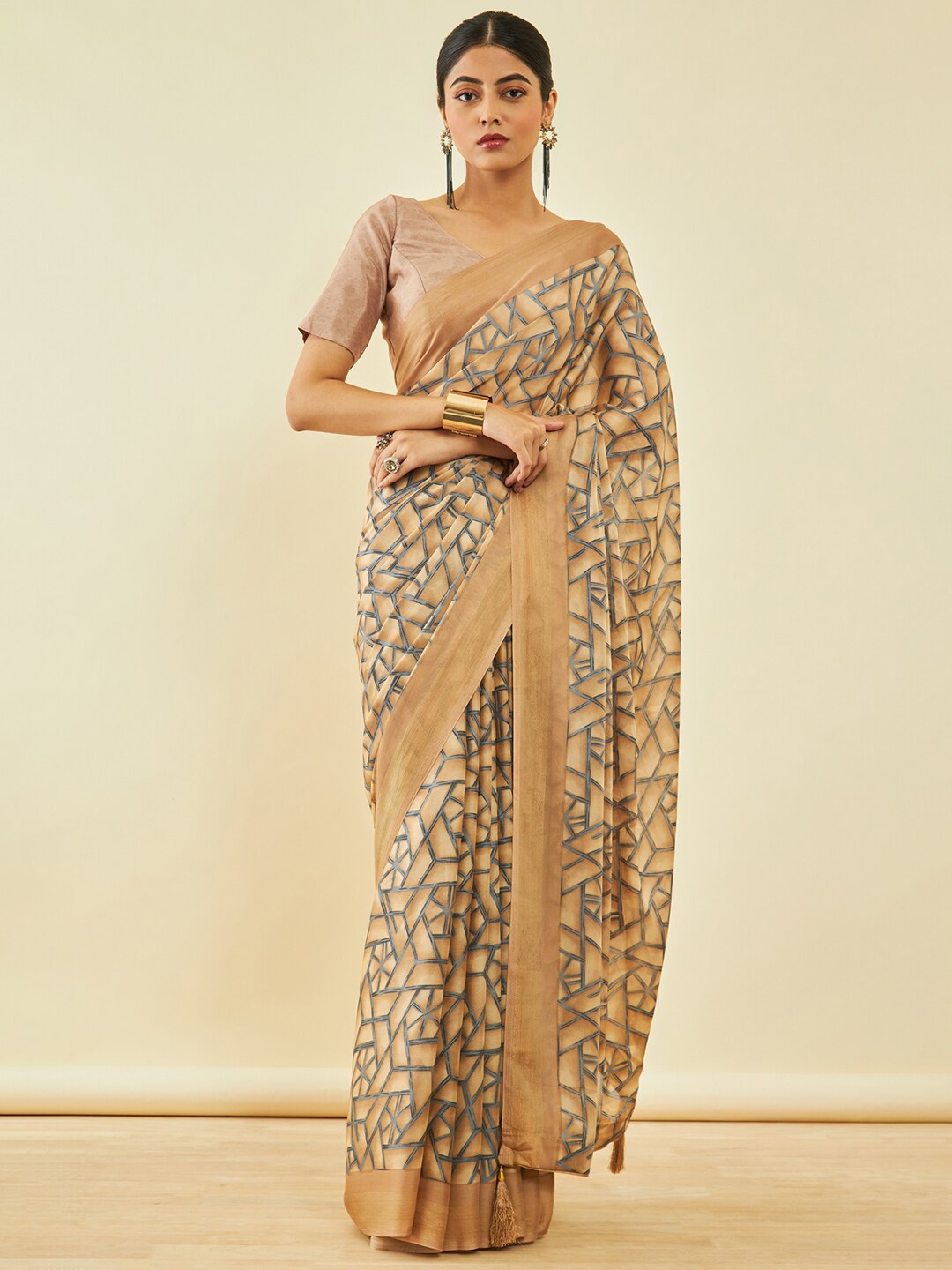 

Soch Printed Poly Georgette Saree, Beige