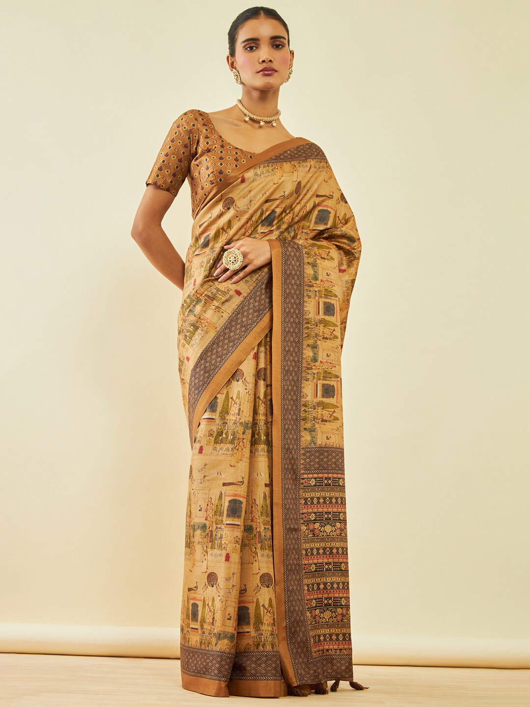 

Soch Ethnic Motifs Art Silk Saree, Gold