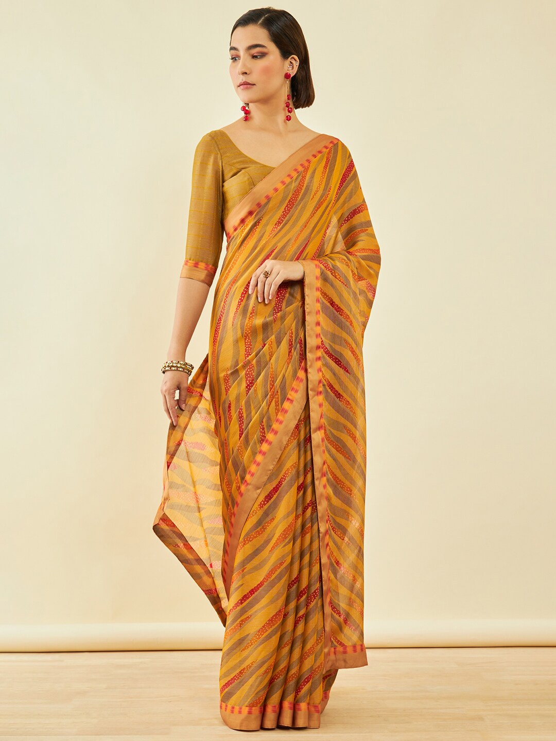 

Soch Zari Poly Chiffon Saree, Brown