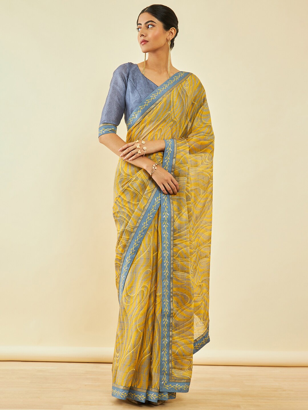 

Soch Printed Poly Chiffon Saree, Yellow