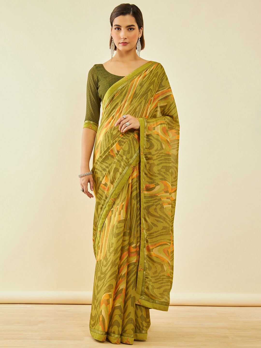 

Soch Green Abstract Printed Saree