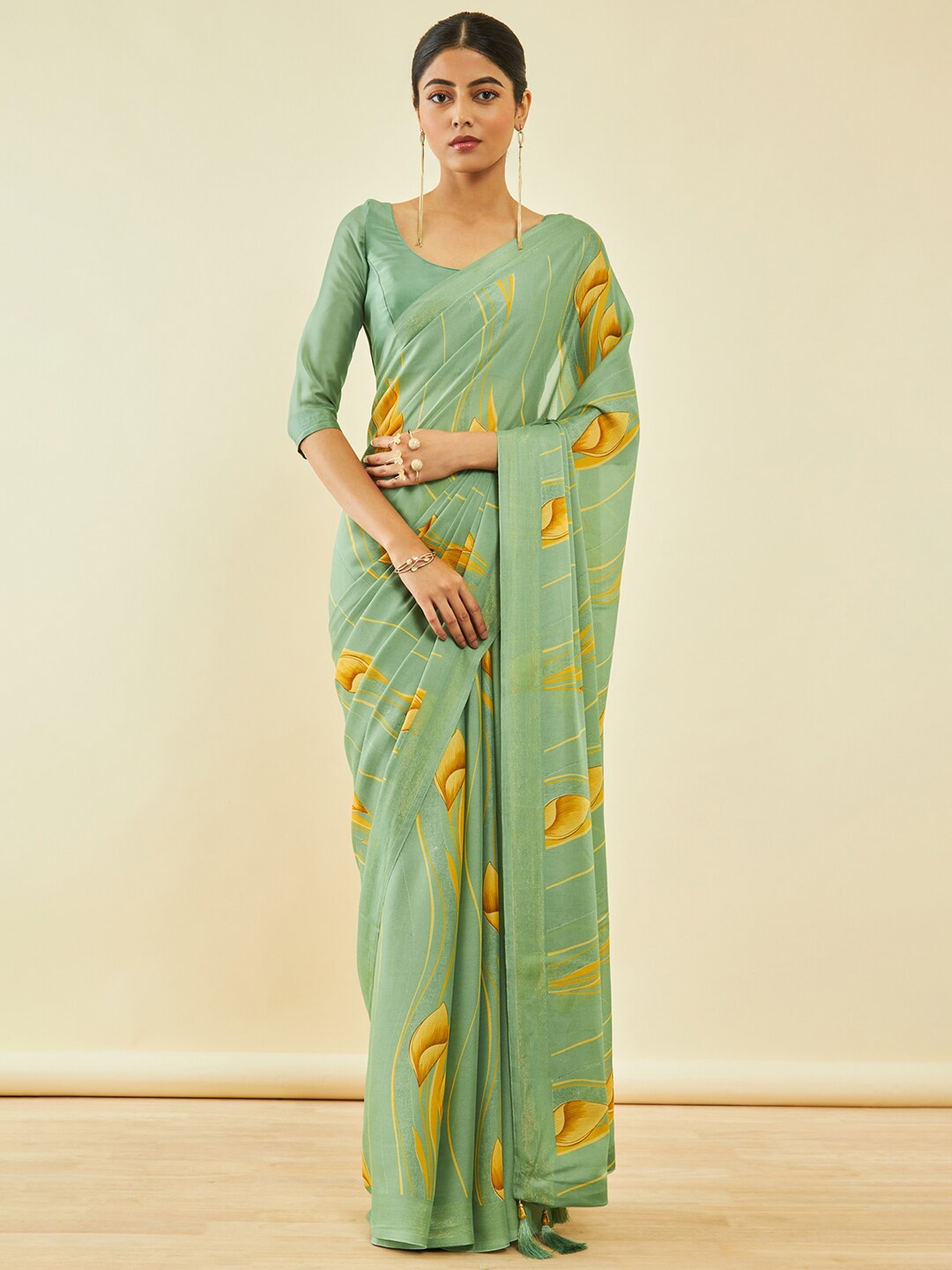 

Soch Floral Printed Saree, Green