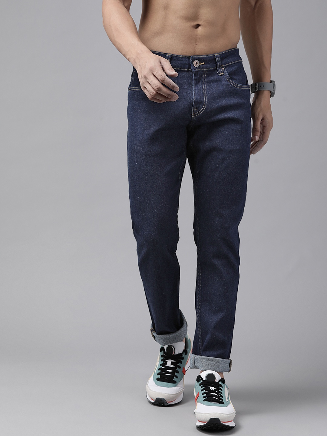 

Roadster Men Navy Blue Slim Fit Mid-Rise Stretchable Jeans