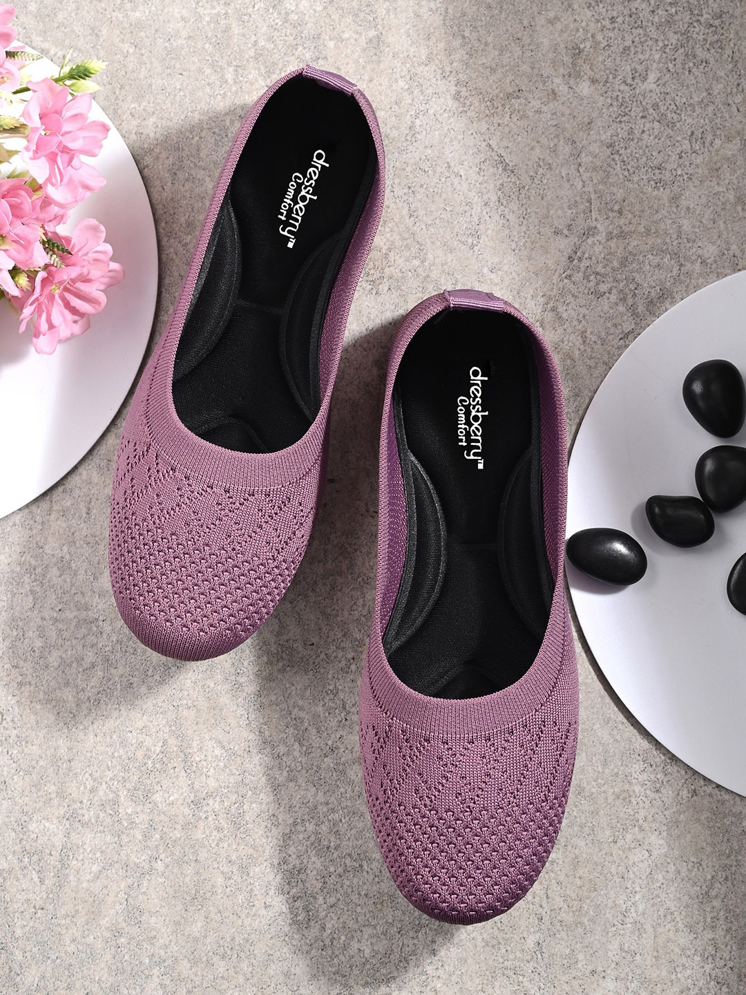 

DressBerry Self Design Ballerinas Flats, Mauve