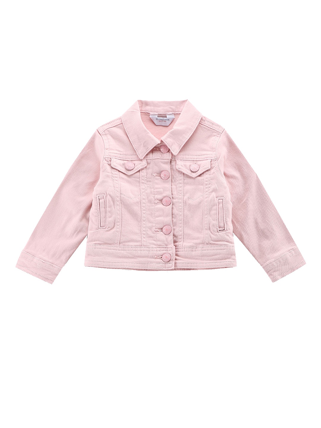 

U.S. Polo Assn. Kids Girls Spread Collar Denim Jacket, Pink