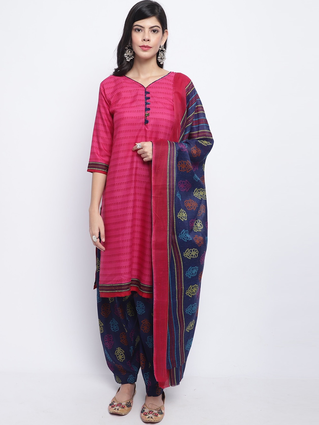 

Roly Poly Ethnic Motifs Printed Straight Kurta with Salwar & Dupatta, Pink