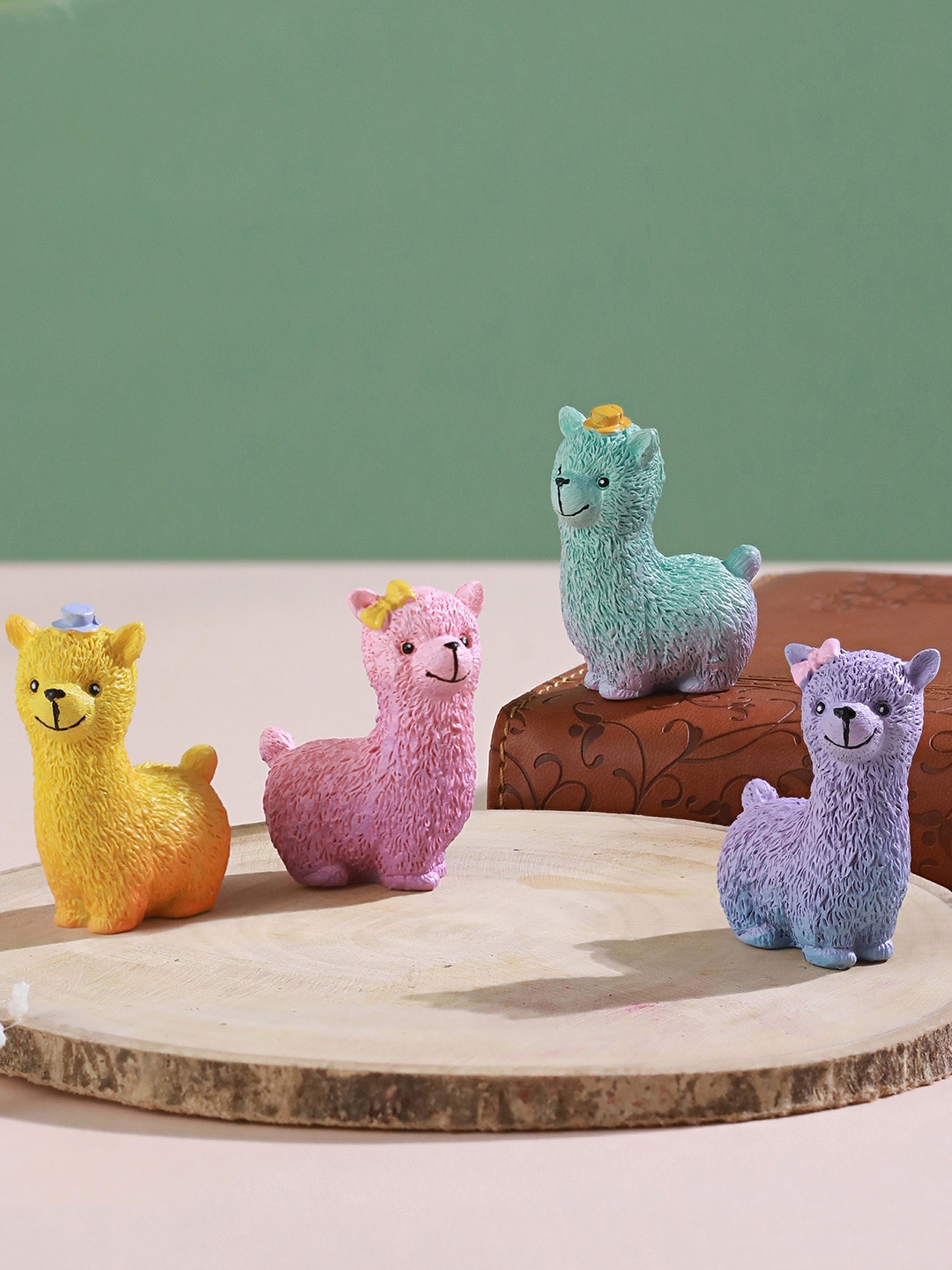 

TIED RIBBONS 4 Piece Sheep Miniature Statue Showpieces, Yellow