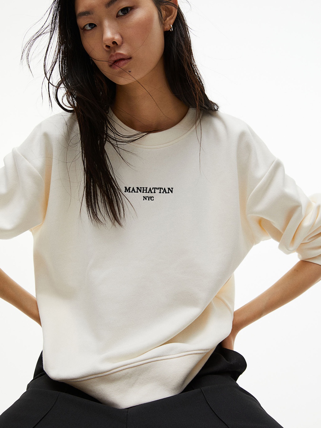 

H&M Crew-Neck Sweatshirt, White