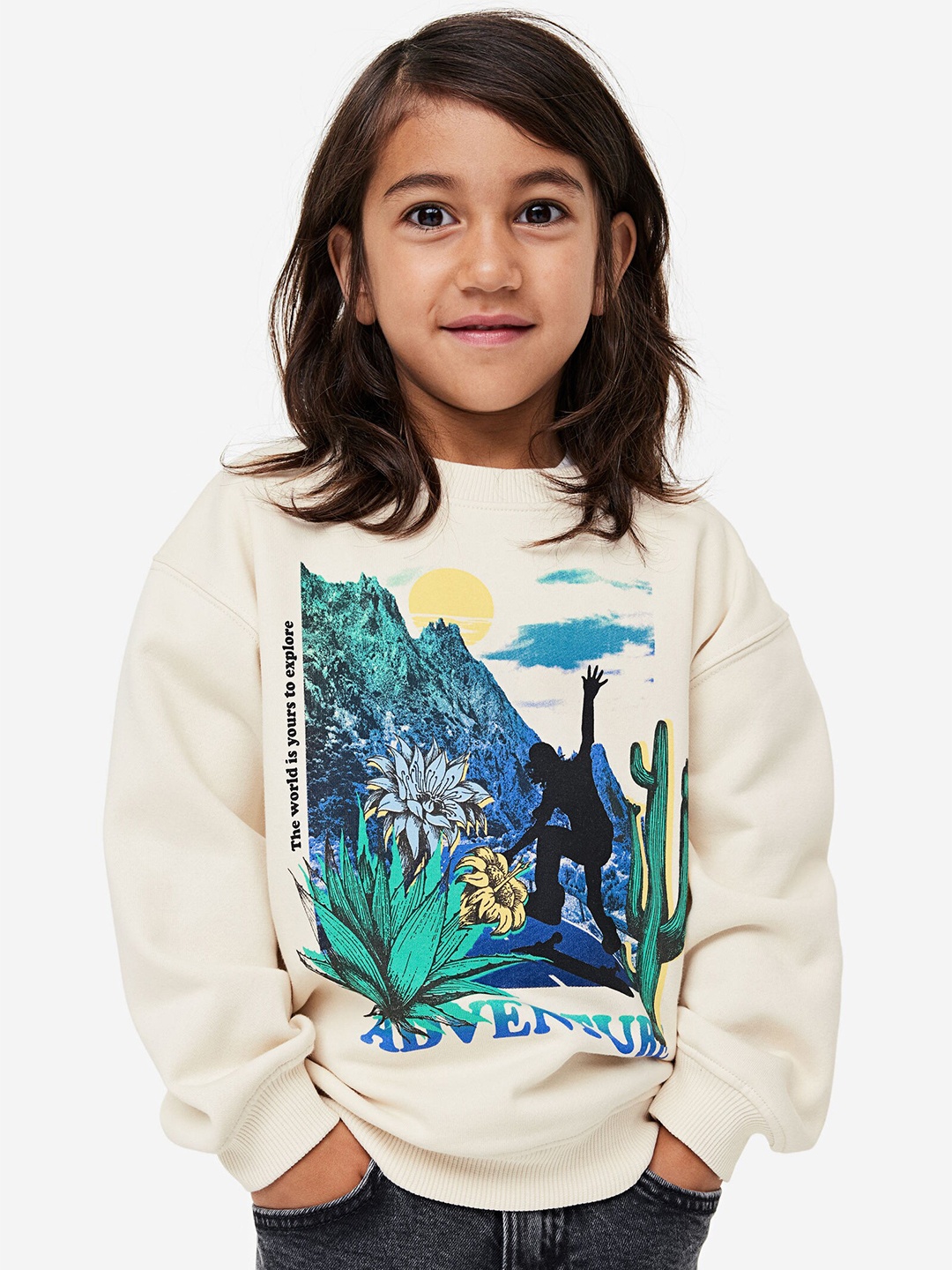 H&M Boys Oversized Sweatshirt, White