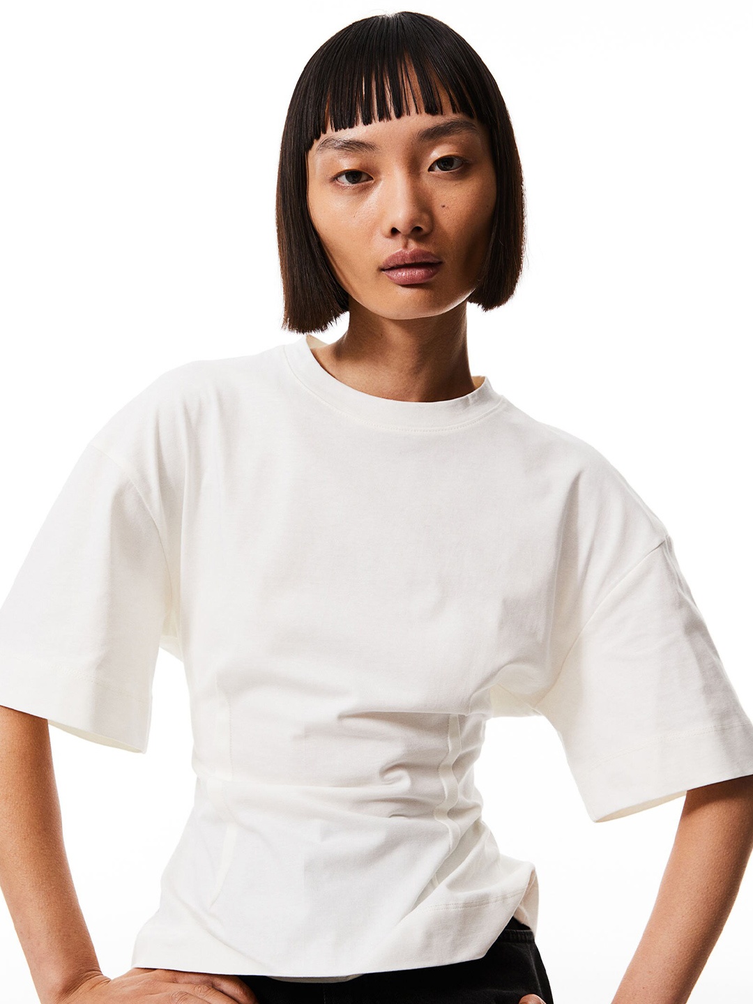 

H&M Tapered-Waist Top, White