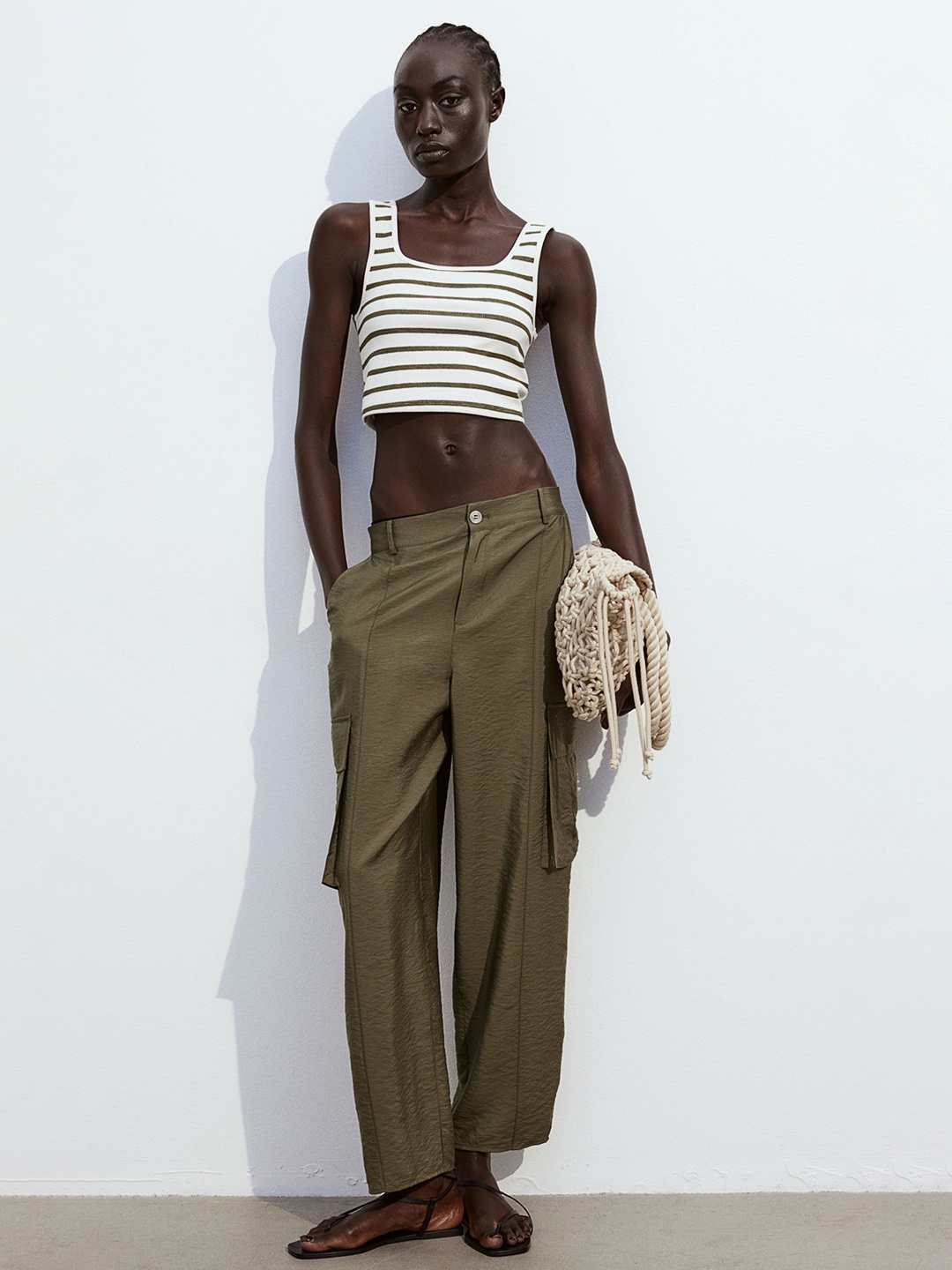 

H&M Cropped Vest Top, White