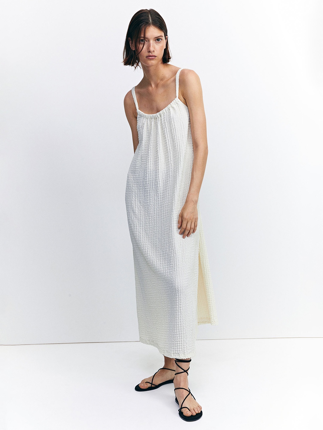 

H&M Textured Jersey Dress, White