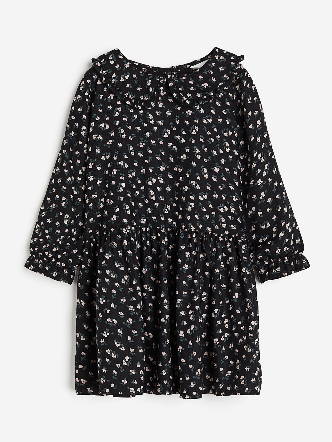 

H&M Flounce-trimmed Dress, Black