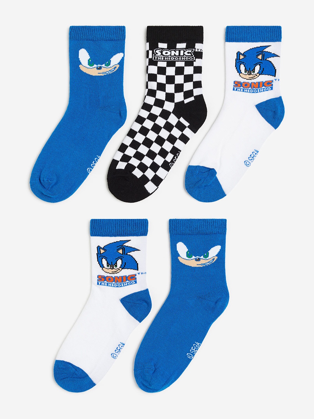 

H&M Boys 5-Pack Sonic Patterned Socks, Blue