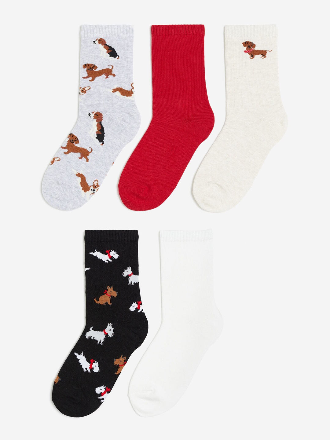 

H&M Women 5-Pack Rib-Knit Socks, Grey