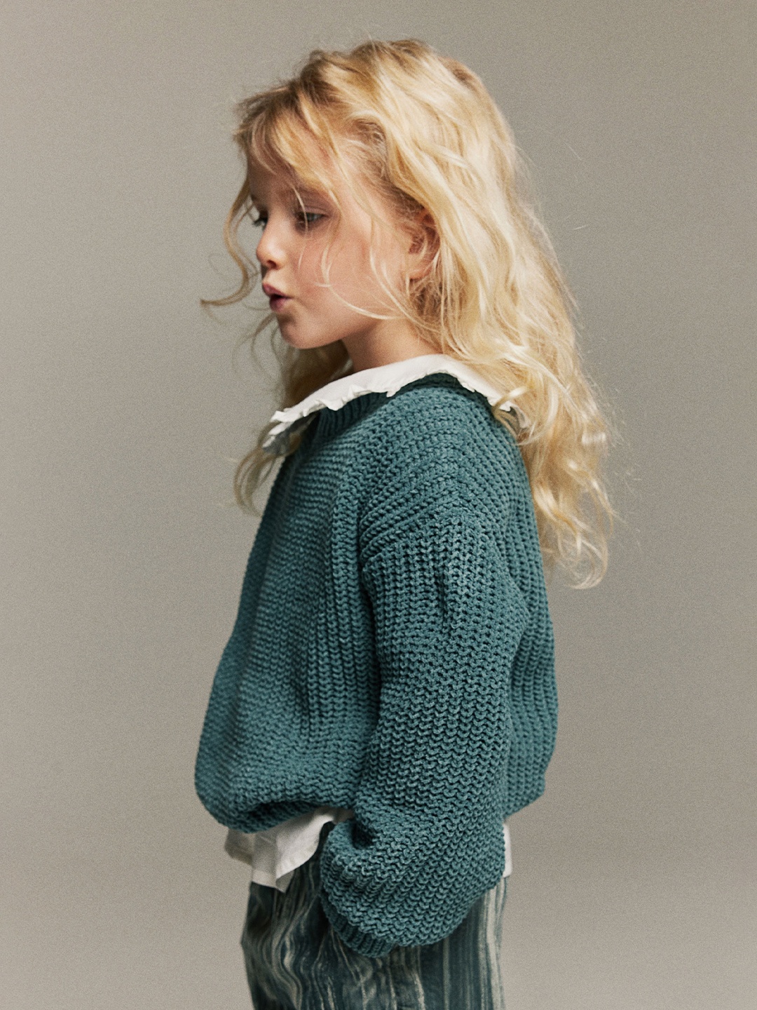 

H&M Infant Girls Knitted Chenille Jumper, Green