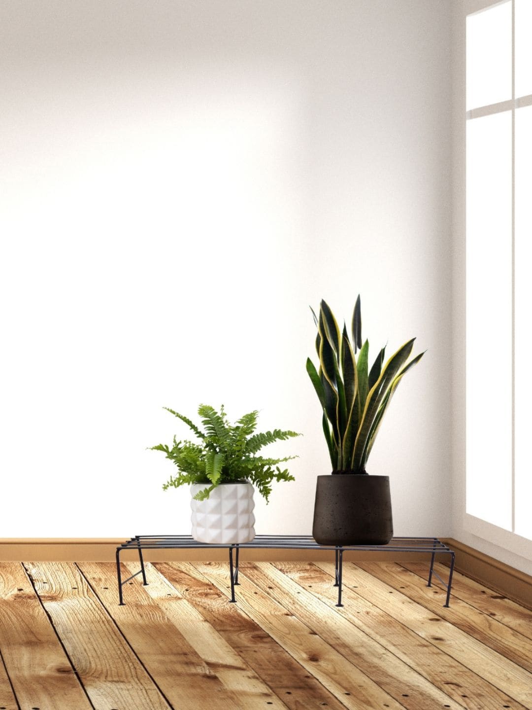 

ecofynd Black Rectangular Metal Planter Stand