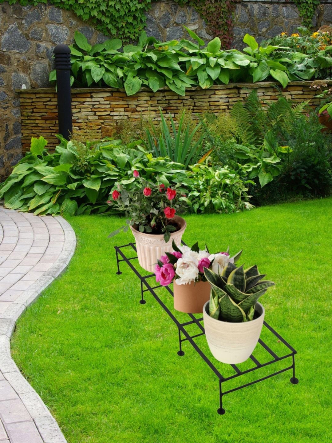 

ecofynd Black 4 Pieces Rectangular Metal Planter Stands