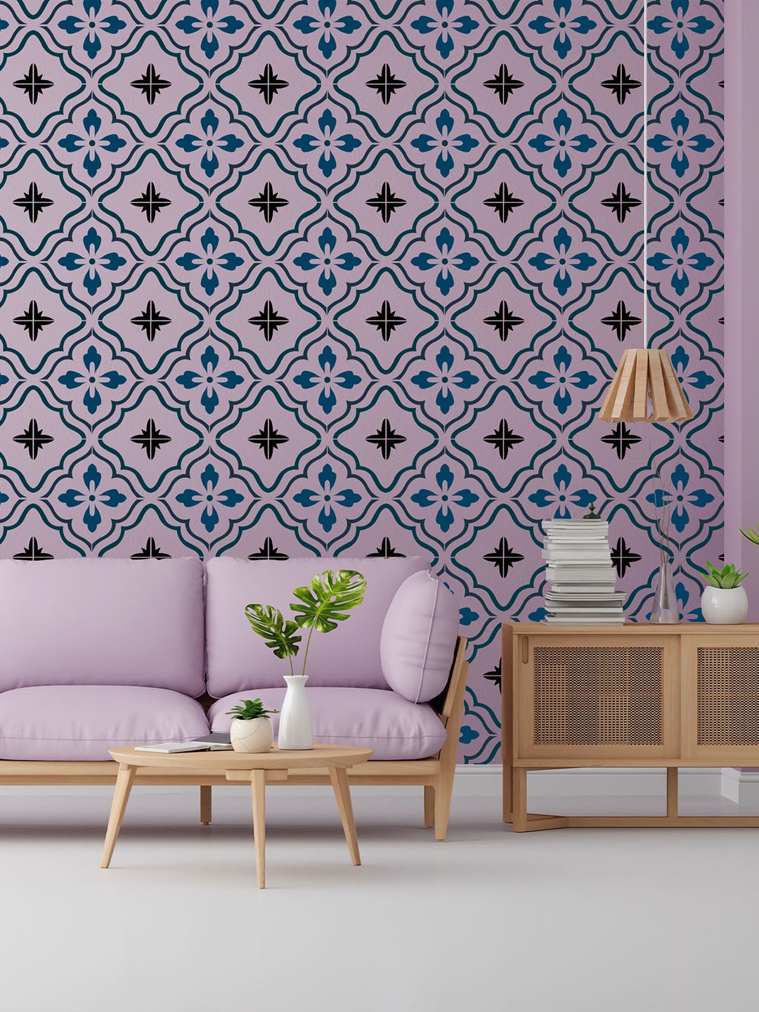 

KAYRA DECOR Purple & White Summer Majesty Design Stencil for Wall Painting