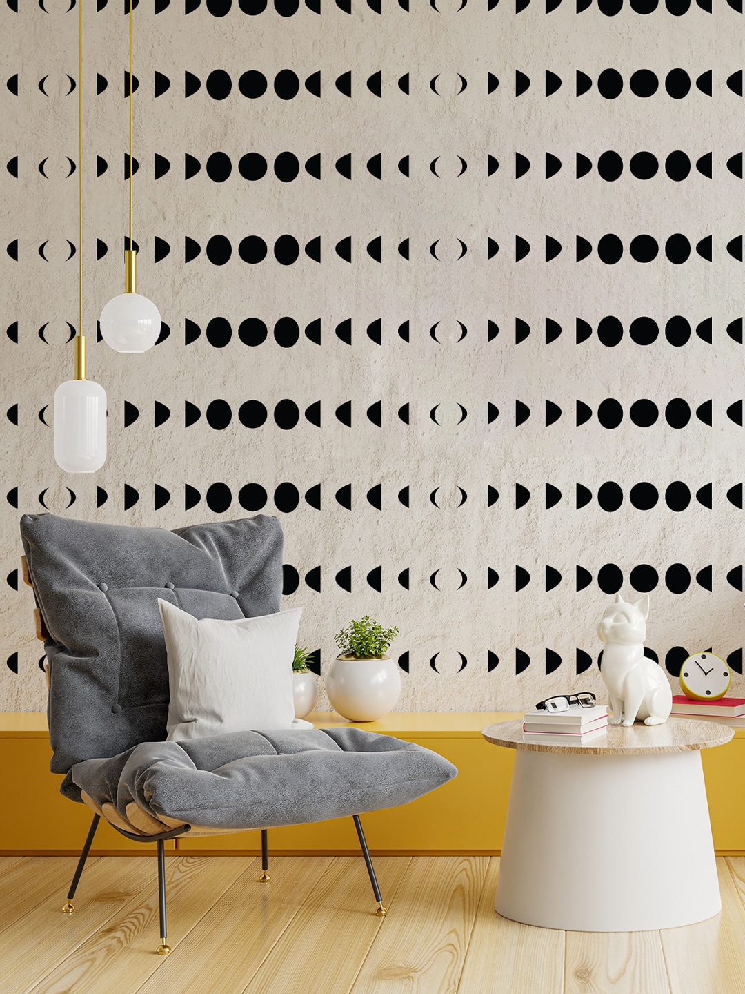 

KAYRA DECOR Black & White Oreo Moon Phases Design Stencil for Wall Painting