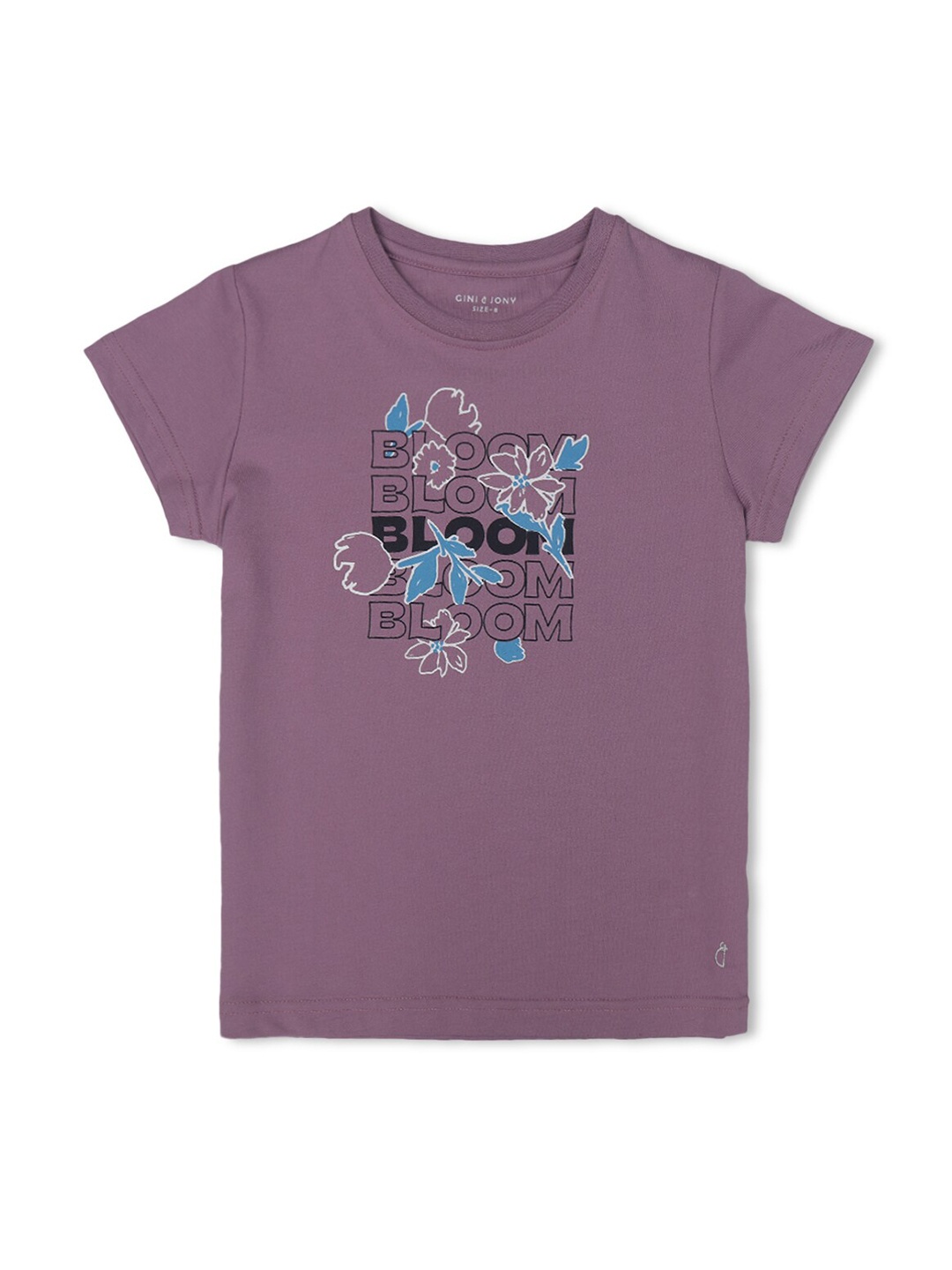 

Gini and Jony Typography Printed Round Neck Short Sleeves Cotton T-Shirt, Purple
