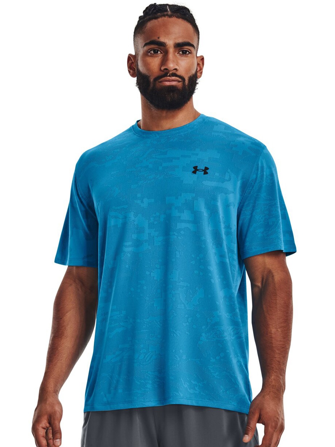 

UNDER ARMOUR Training Vent Camo Self-Design Short Sleeves Relaxed Fit T-Shirt, Blue