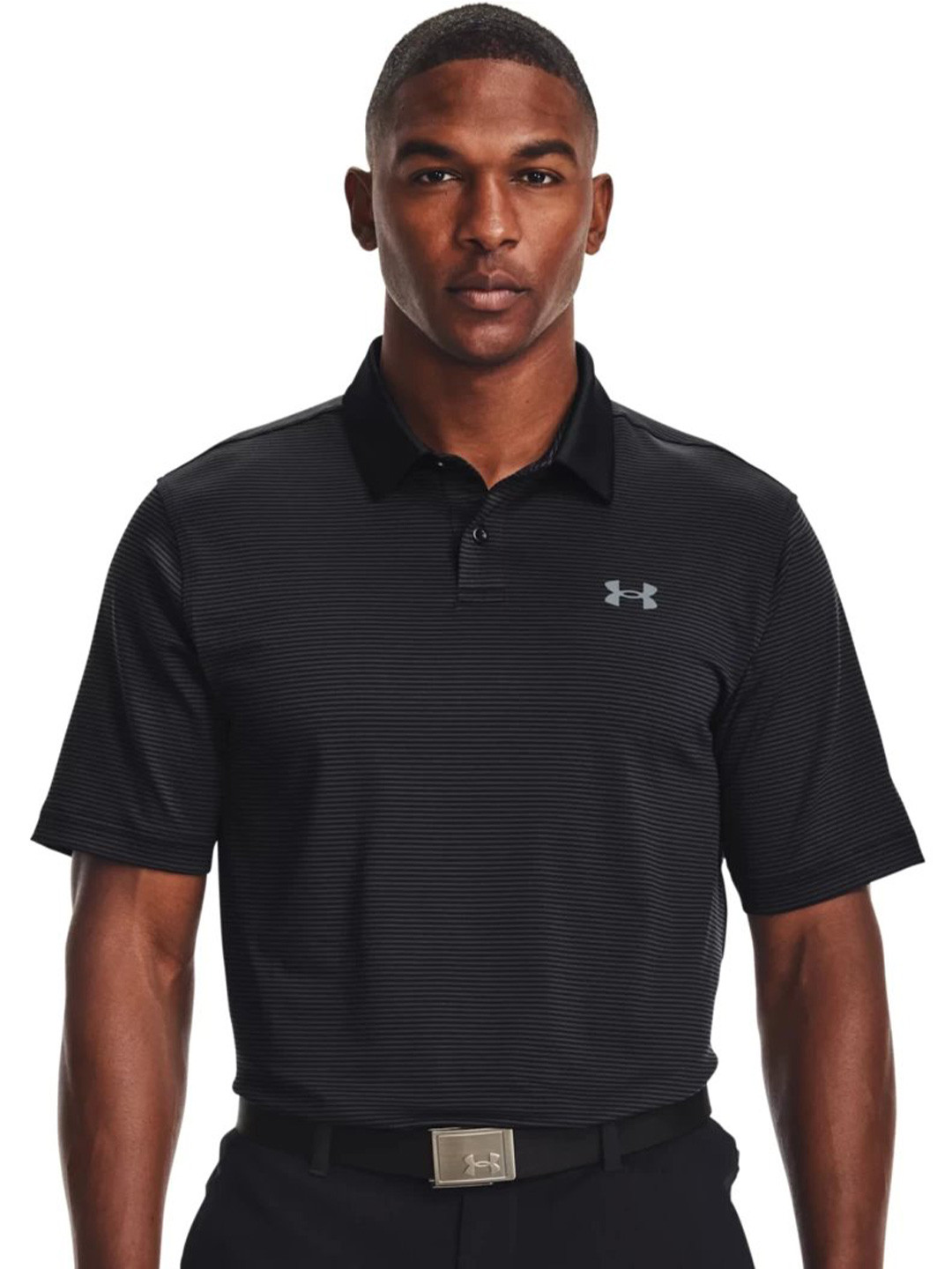 

UNDER ARMOUR UA Performance Striped Relaxed Fit Polo T-Shirt, Black