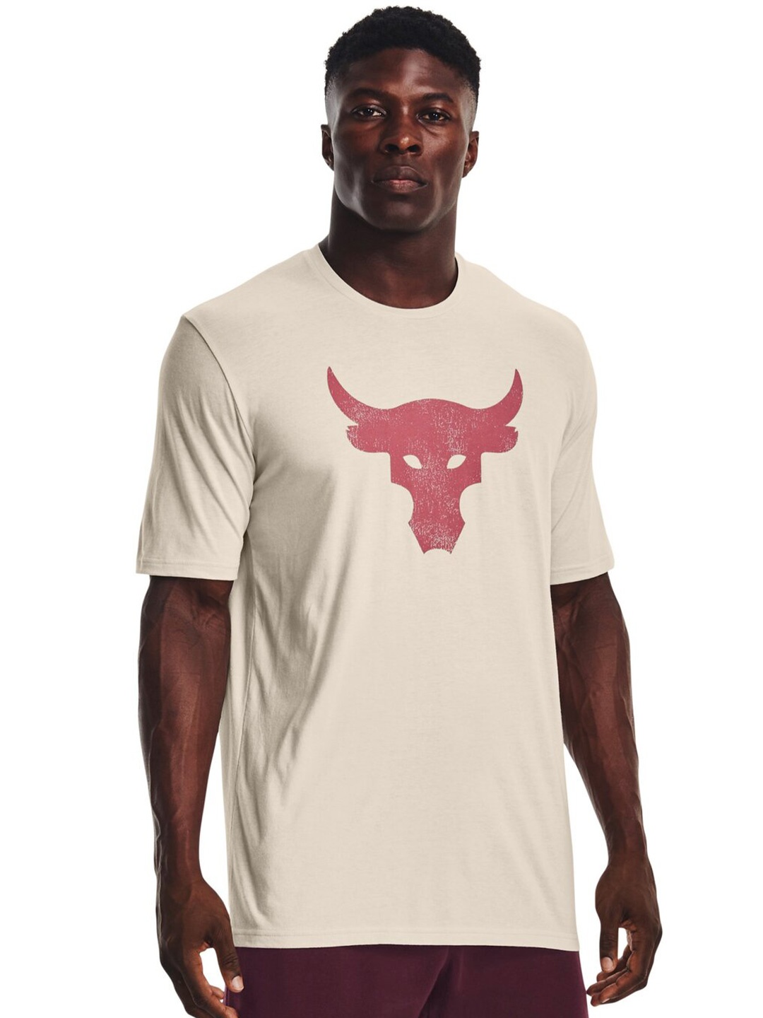 

UNDER ARMOUR Project Rock Brahma Bull Graphic Printed Relaxed Fit Training T-Shirt, Off white