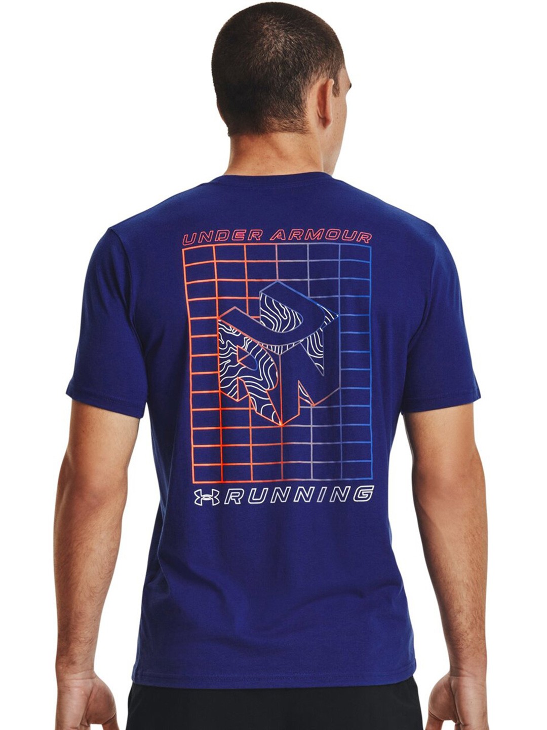 

UNDER ARMOUR UA RUN GRADIENT GRID Printed Slim Fit Running T-Shirt, Blue