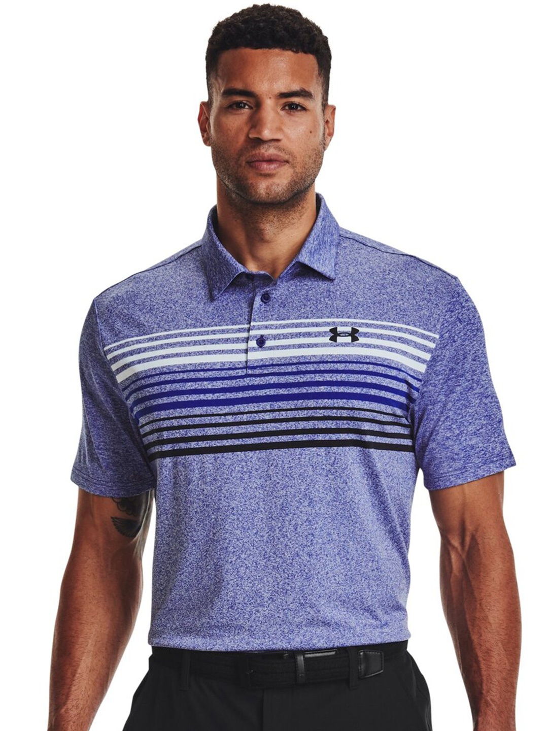 

UNDER ARMOUR Striped UA Playoff Polo Relaxed Fit T-Shirt, Blue