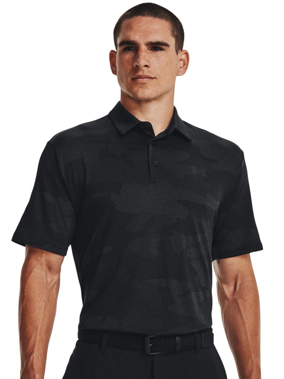 

UNDER ARMOUR Playoff Camo Jacquard Relaxed Fit Polo T-Shirt, Black