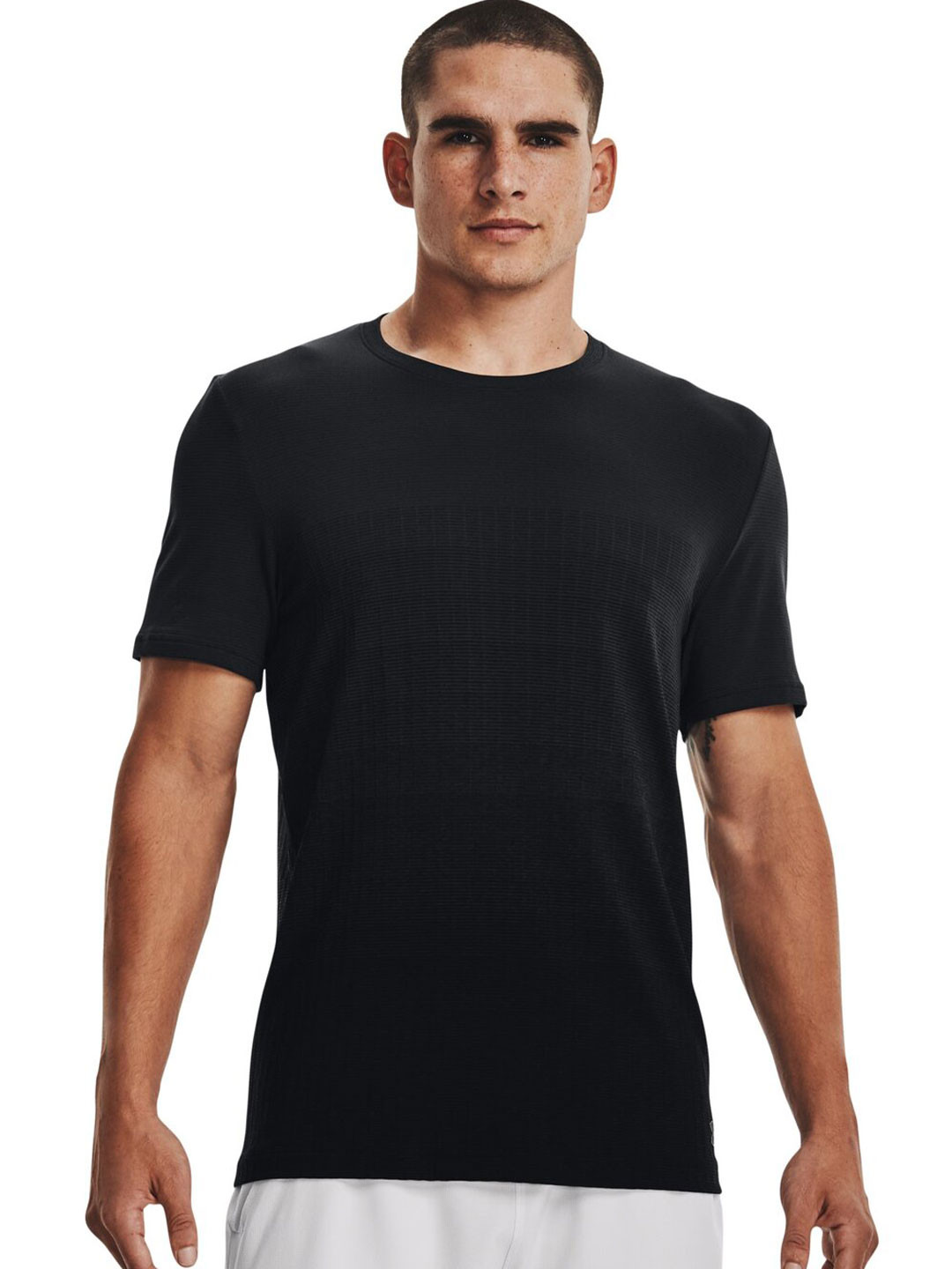 

UNDER ARMOUR Seamless Short Sleeves Self-Design Slim Fit Training T-Shirt, Black