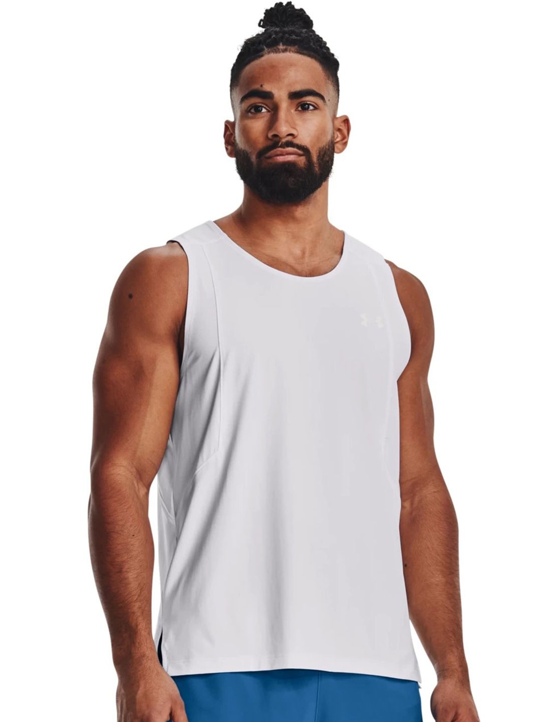 

UNDER ARMOUR Slim Fit Iso-Chill Laser Singlet Sleeveless Running T-Shirt, White