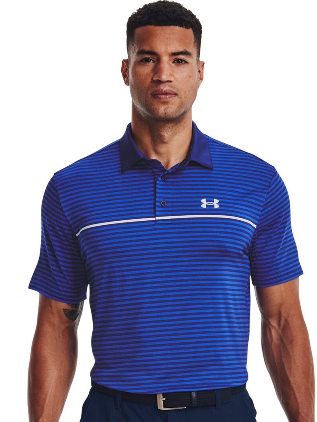 

UNDER ARMOUR Striped Relaxed Fit Playoff Polo 2.0 T-Shirt, Blue