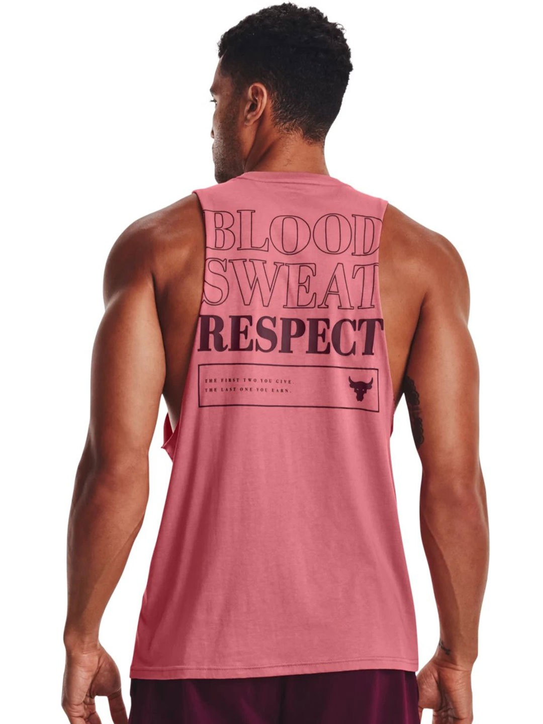 

UNDER ARMOUR Project Rock BSR Typographic Printed Relaxed Fit Tank T-Shirt, Pink
