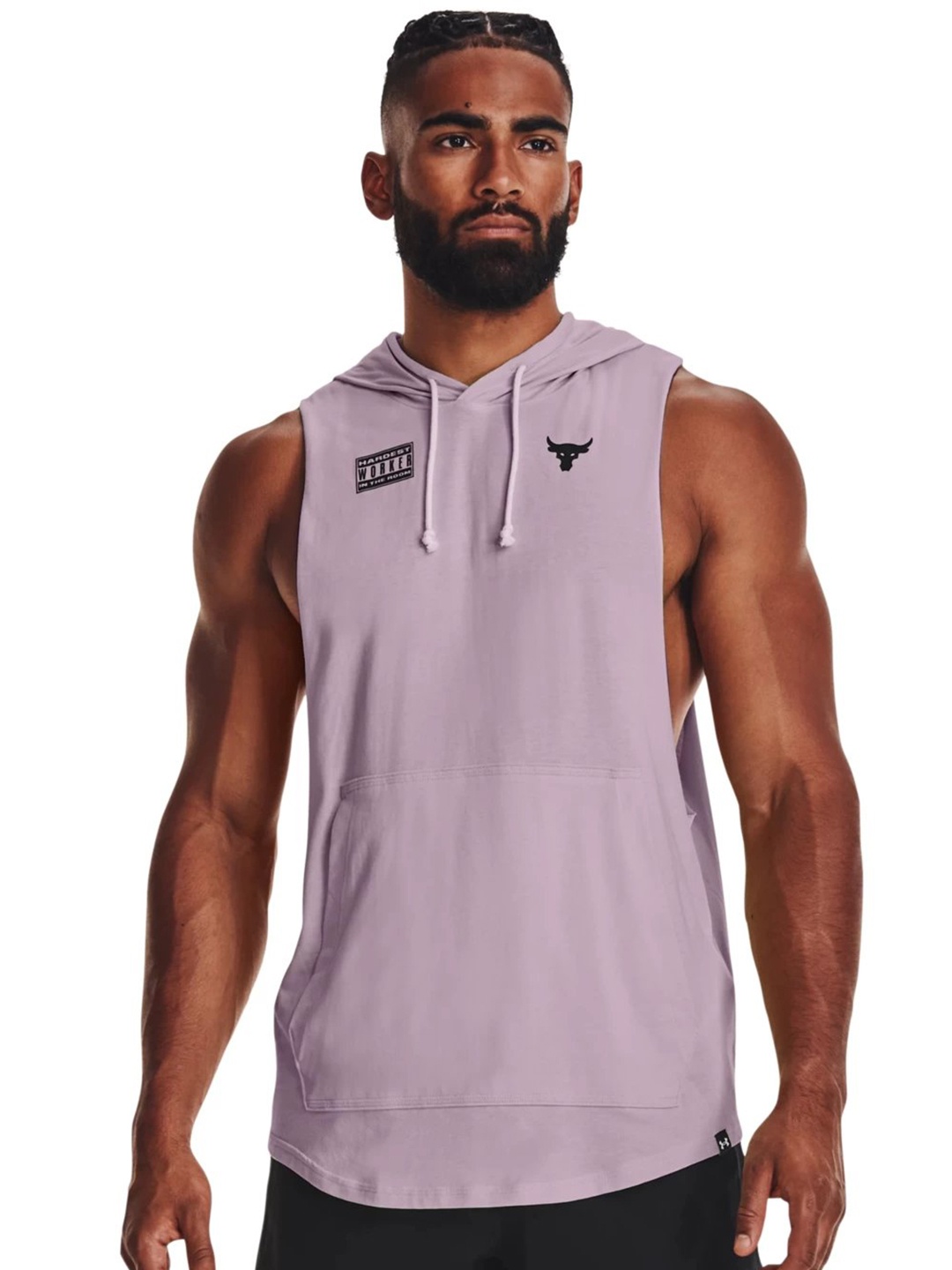 

UNDER ARMOUR Project Rock Show Your Work Relaxed Fit Hooded Sleeveless T-Shirt, Purple