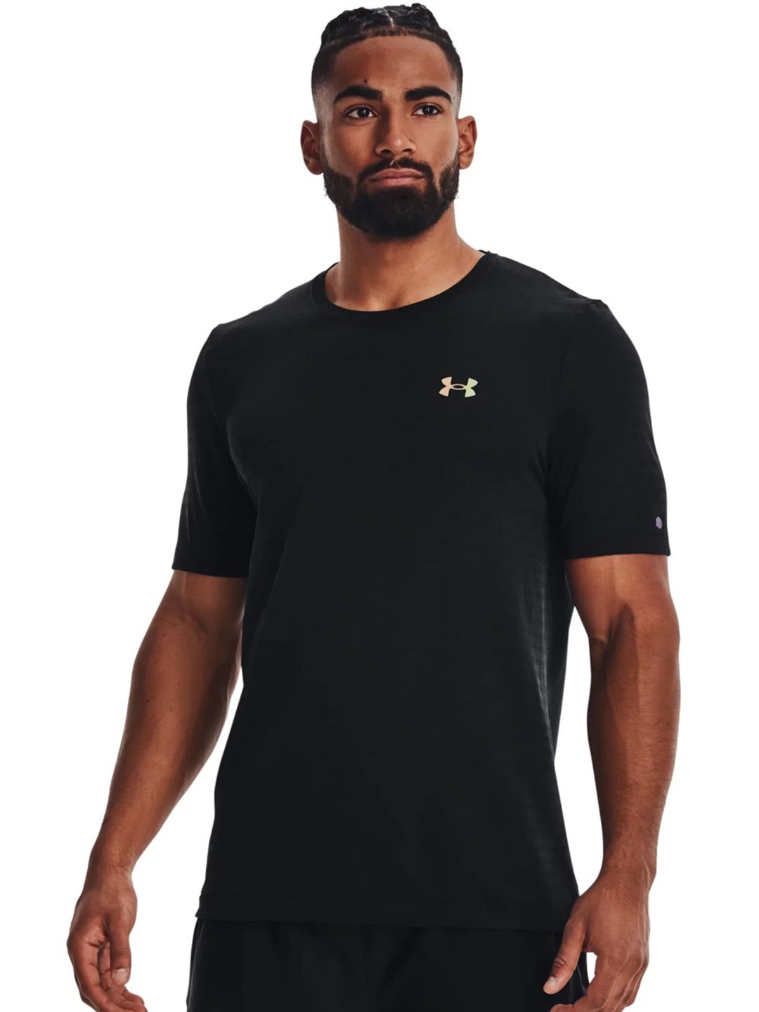 

UNDER ARMOUR Slim Fit Round Neck Short Sleeves Training T-Shirt, Black