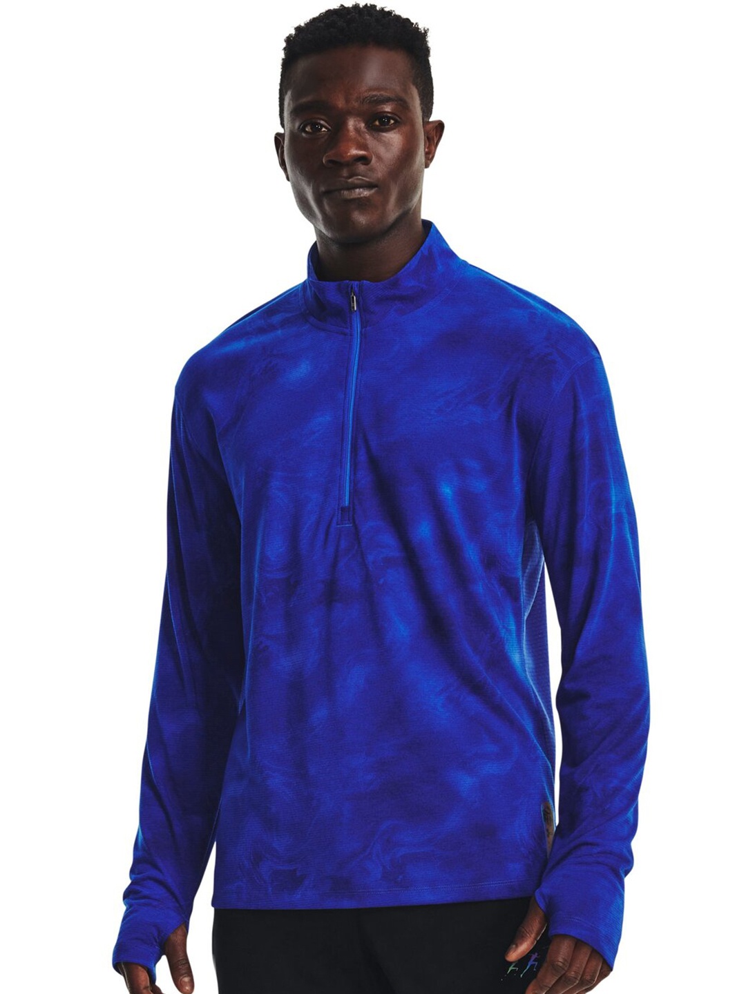

UNDER ARMOUR Abstract Printed Slim Fit Run Anywhere Streaker Half-Zip T-Shirt, Blue