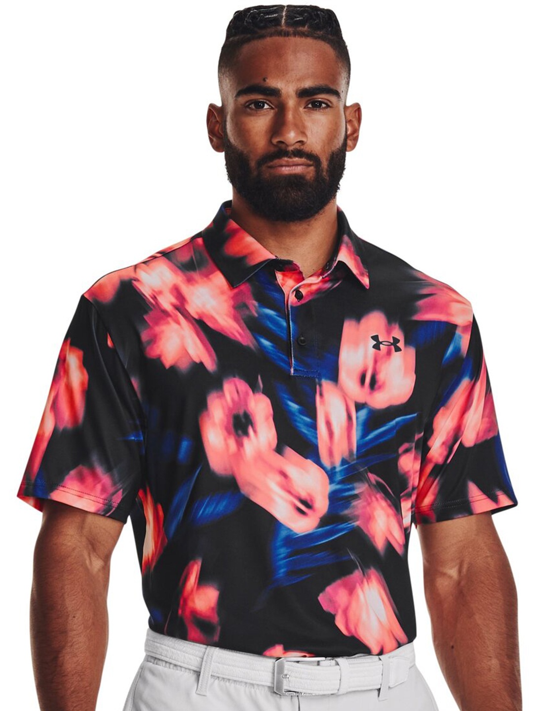 

UNDER ARMOUR Floral Printed Relaxed Fit Playoff Polo 2.0 T-Shirt, Black