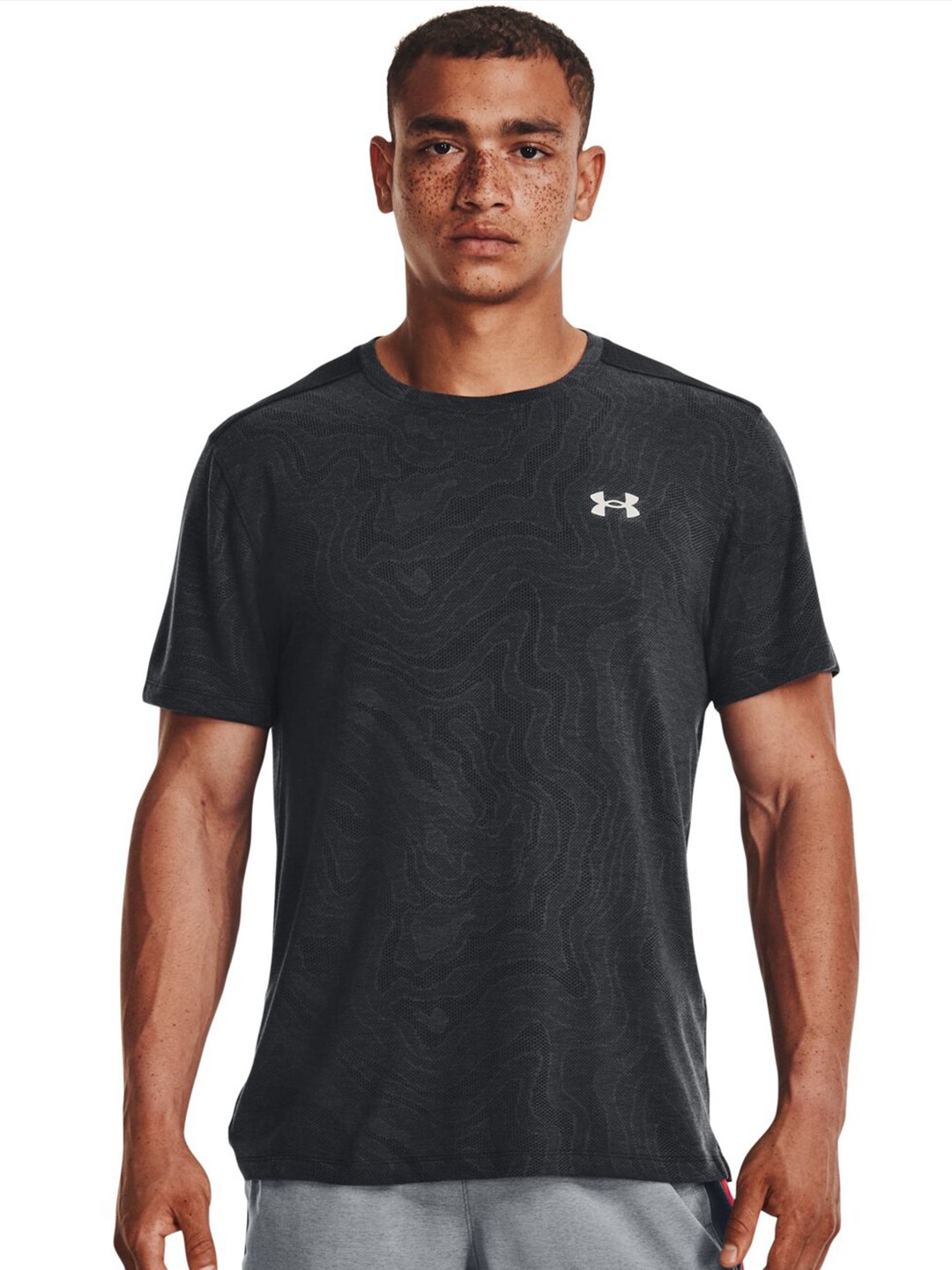 

UNDER ARMOUR Streaker TOPO Printed Slim Fit Running T-Shirt, Black