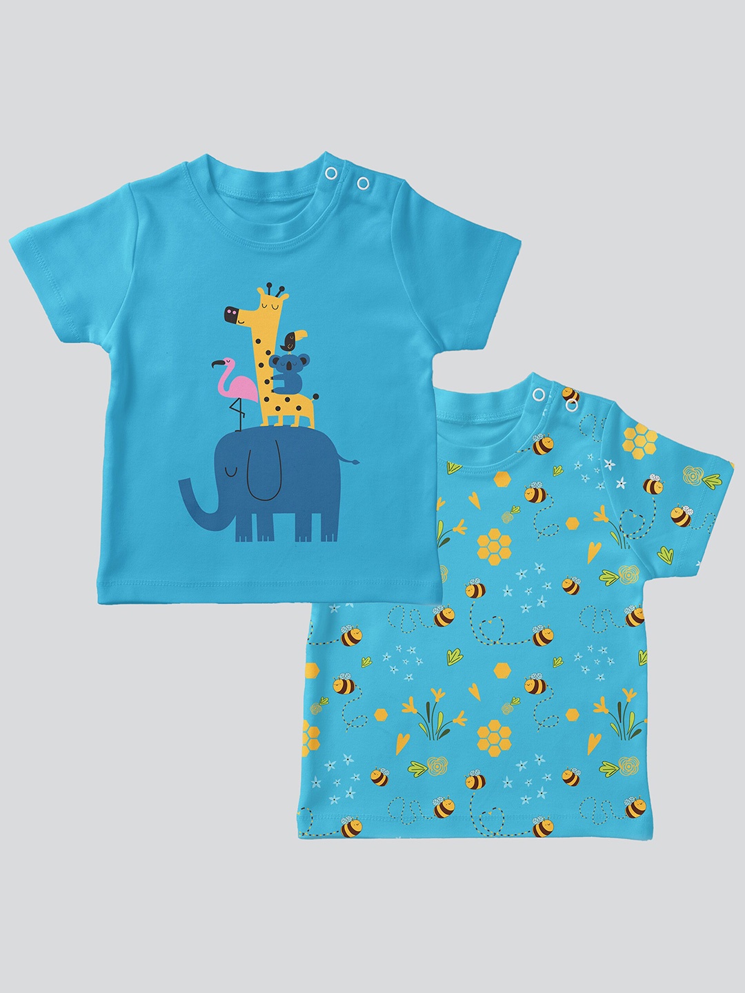 

Mojua Kids Set Of 2 Graphic Printed Bio Finish Cotton T-shirt, Blue