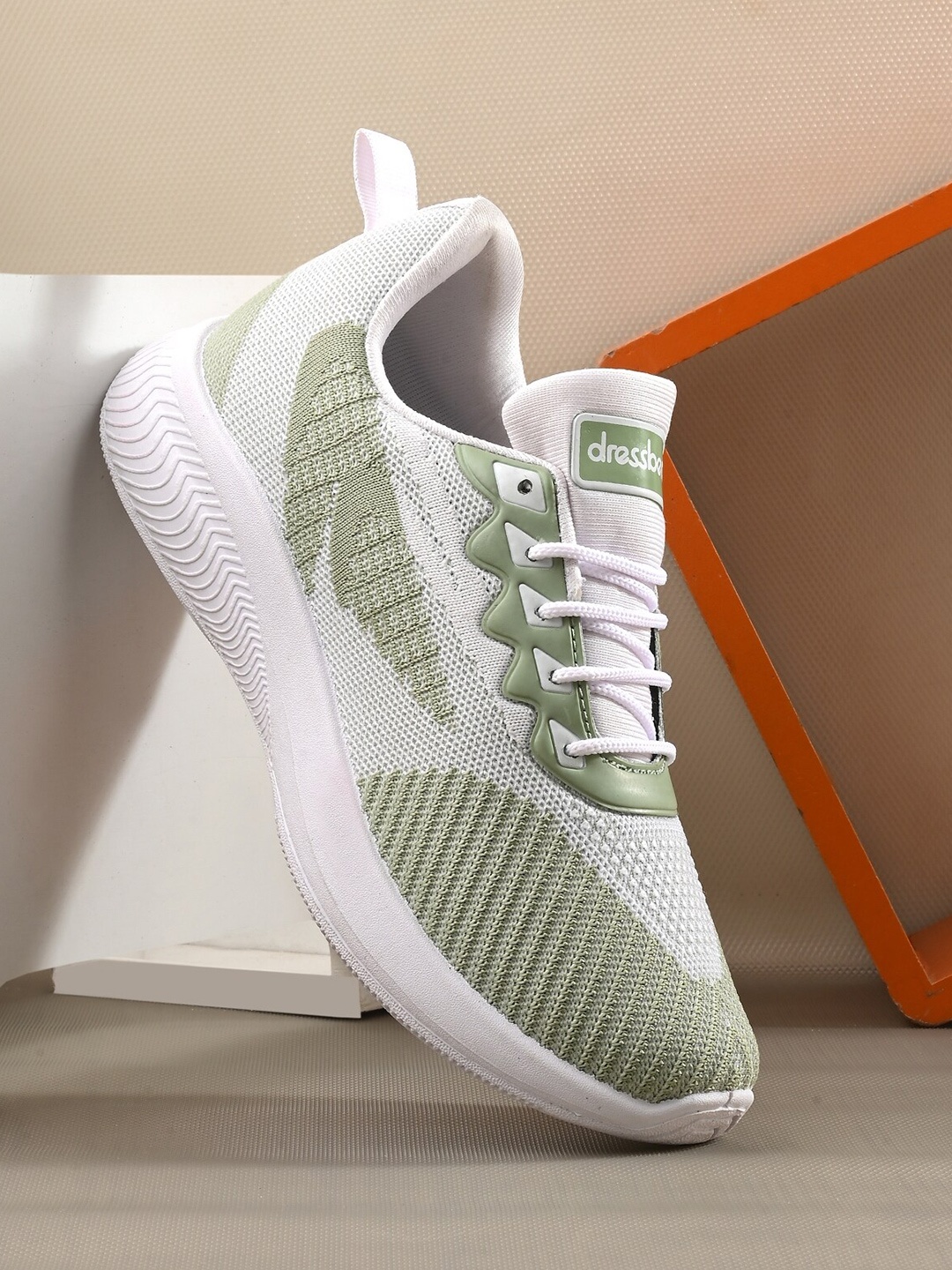 

DressBerry Women Green & White Mesh Walking Shoes