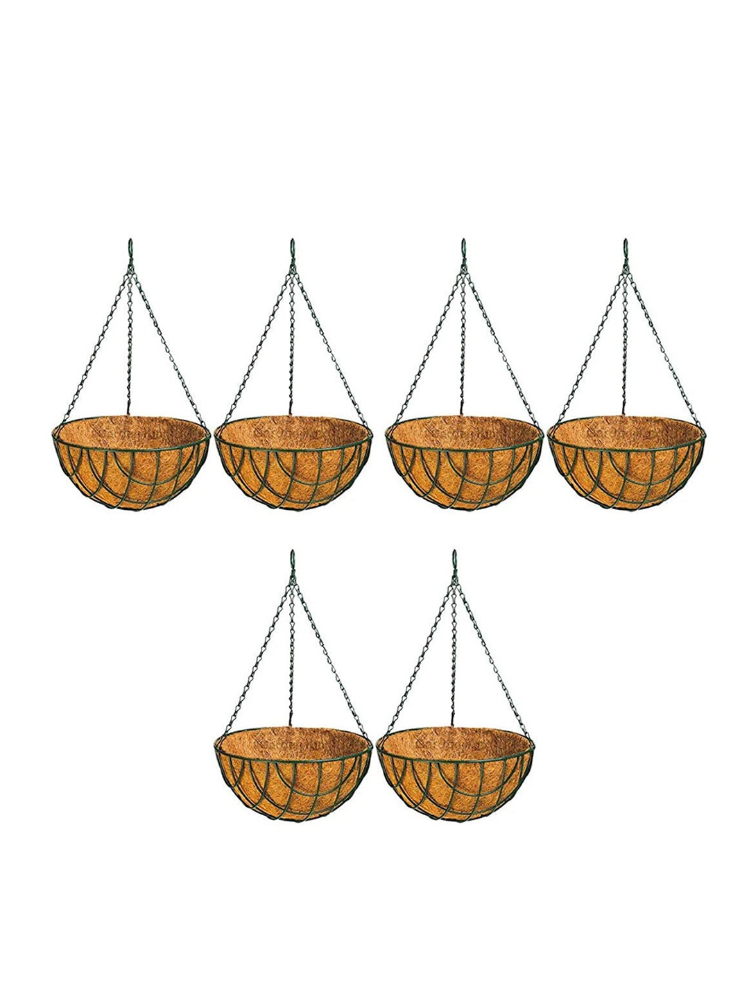 

Garden Deco 6 Pcs Green & Brown Round Coco Coir Hanging Baskets